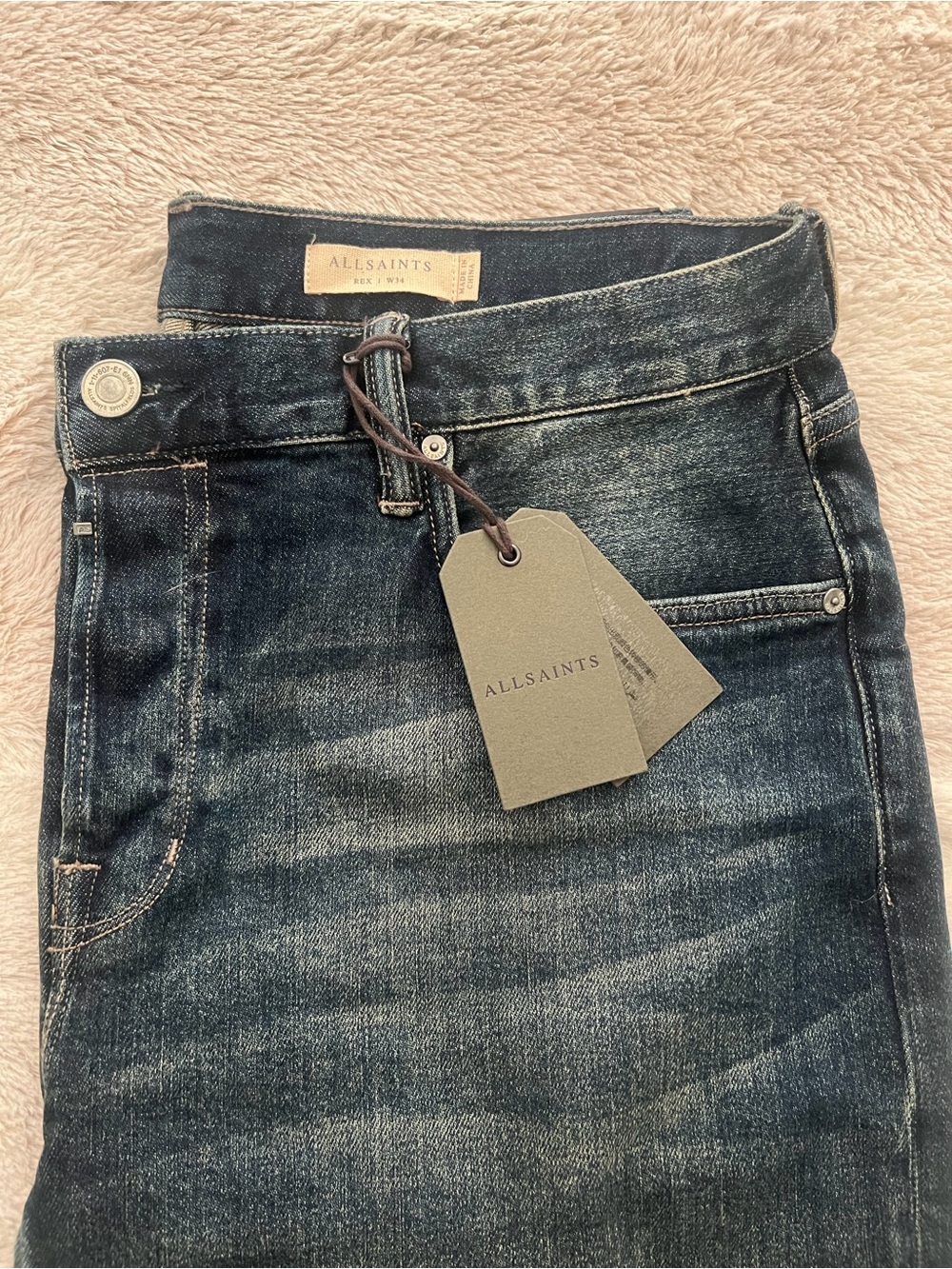 AllSaints Men's Dark Indigo Slim Jeans
